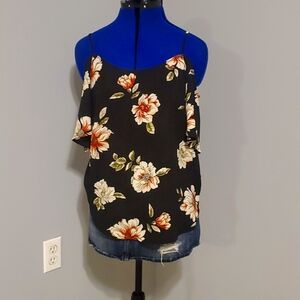Black floral off the shoulder sleeve  Summer top